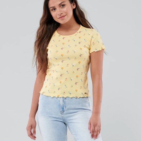 NWT Hollister & Co Baby Tee yellow floral … - Picture 3 of 10